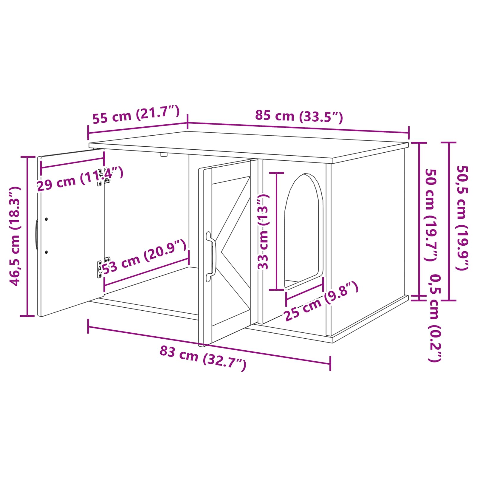 Modernes Katzenhaus als Rückzugsort oder als Versteck für ein Katzenklo - 85x55