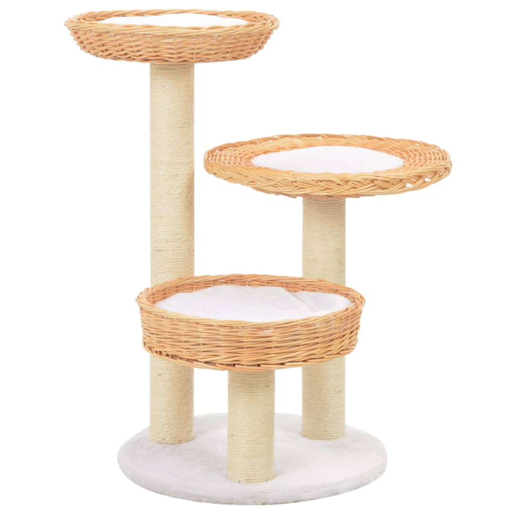 Kratzbaum - Katzenmöbel - Weide - 3 Körbe - Sisal - Naturdesign - Katzenbaum
