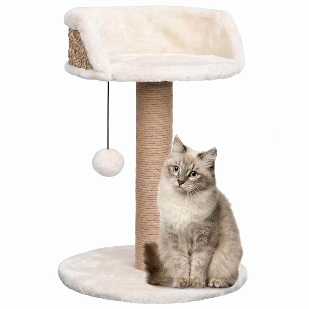 Kompakter Katzenkratzbaum mit Seegraskratzsäule - Katzenbett - Kratzbaum - 49 cm