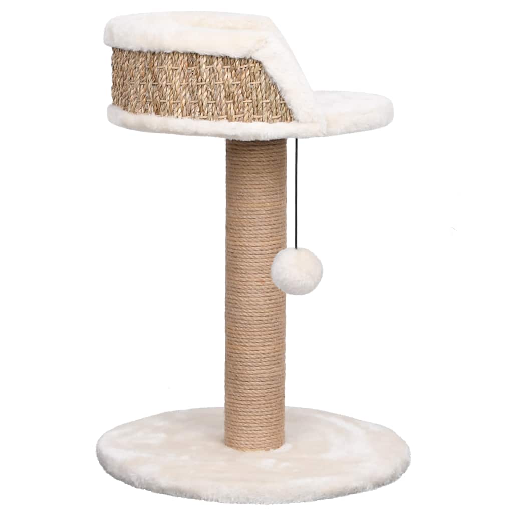 Kompakter Katzenkratzbaum mit Seegraskratzsäule - Katzenbett - Kratzbaum - 49 cm