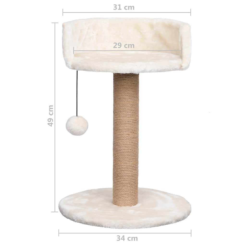 Kompakter Katzenkratzbaum mit Seegraskratzsäule - Katzenbett - Kratzbaum - 49 cm