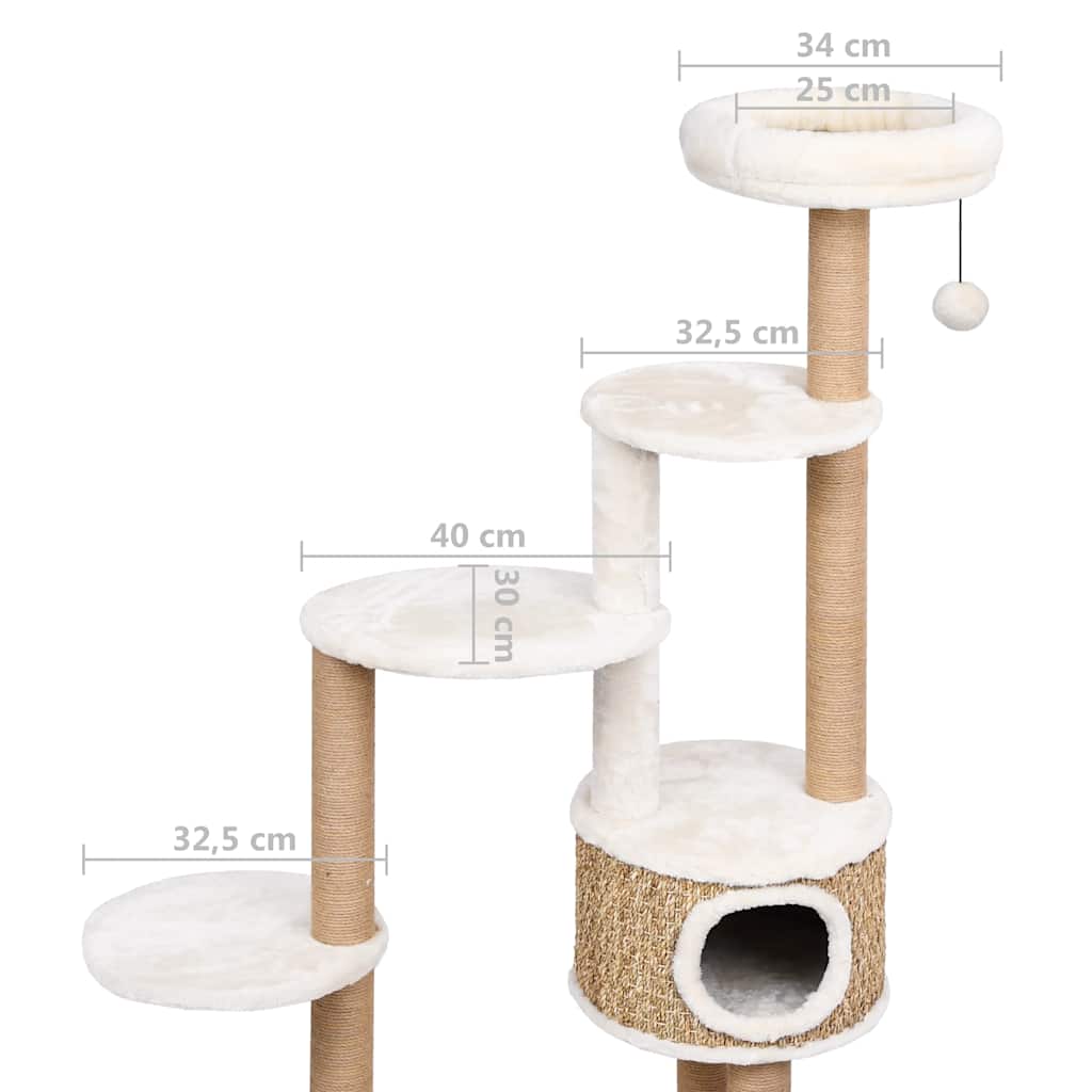 Kratzbaum aus Seegras - Katzenmöbel - Katzenbaum - Katzenkratzbaum - 148 cm