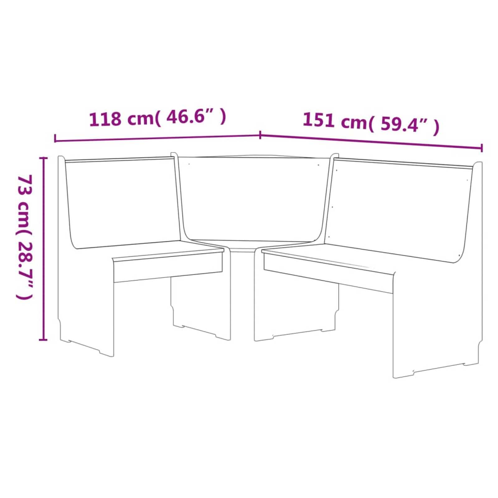 Essgruppe mit Eckbank - Kücheneckbank - Essplatz - Eckbankgruppe - 100x60x73 cm