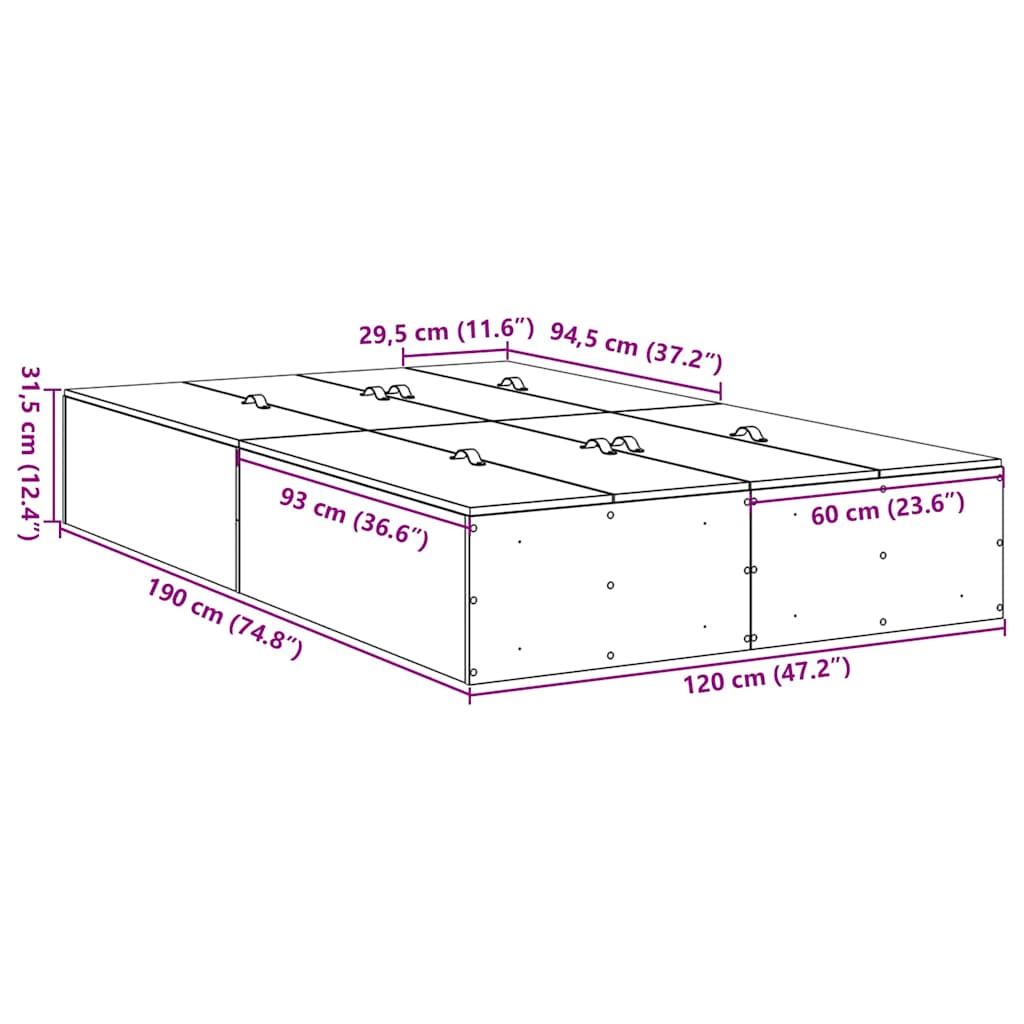 Modernes Bett 190x120 cm - Bettgestell - Einzelbett - Jugendbett - Bettrahmen