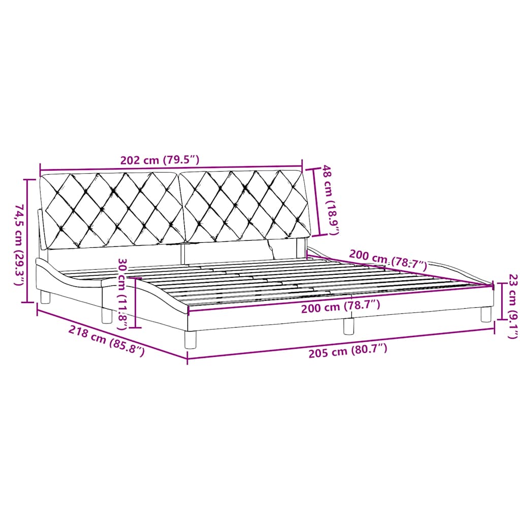 Modernes Bettgestell mit LED - Bettrahmen - Doppelbett - Polsterbett - 200x200cm
