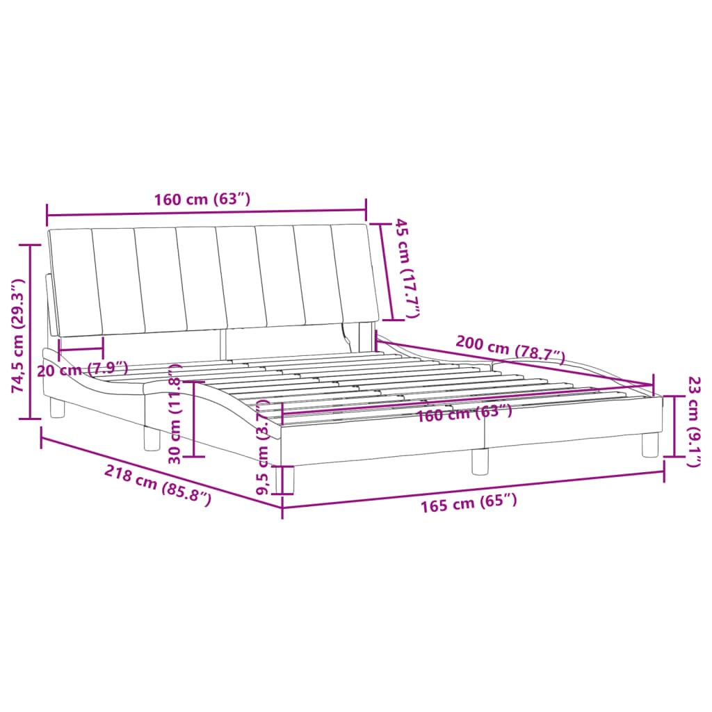 Designer-Bett 160x200 cm mit LED-Beleuchtung - Bettrahmen - modernes Doppelbett