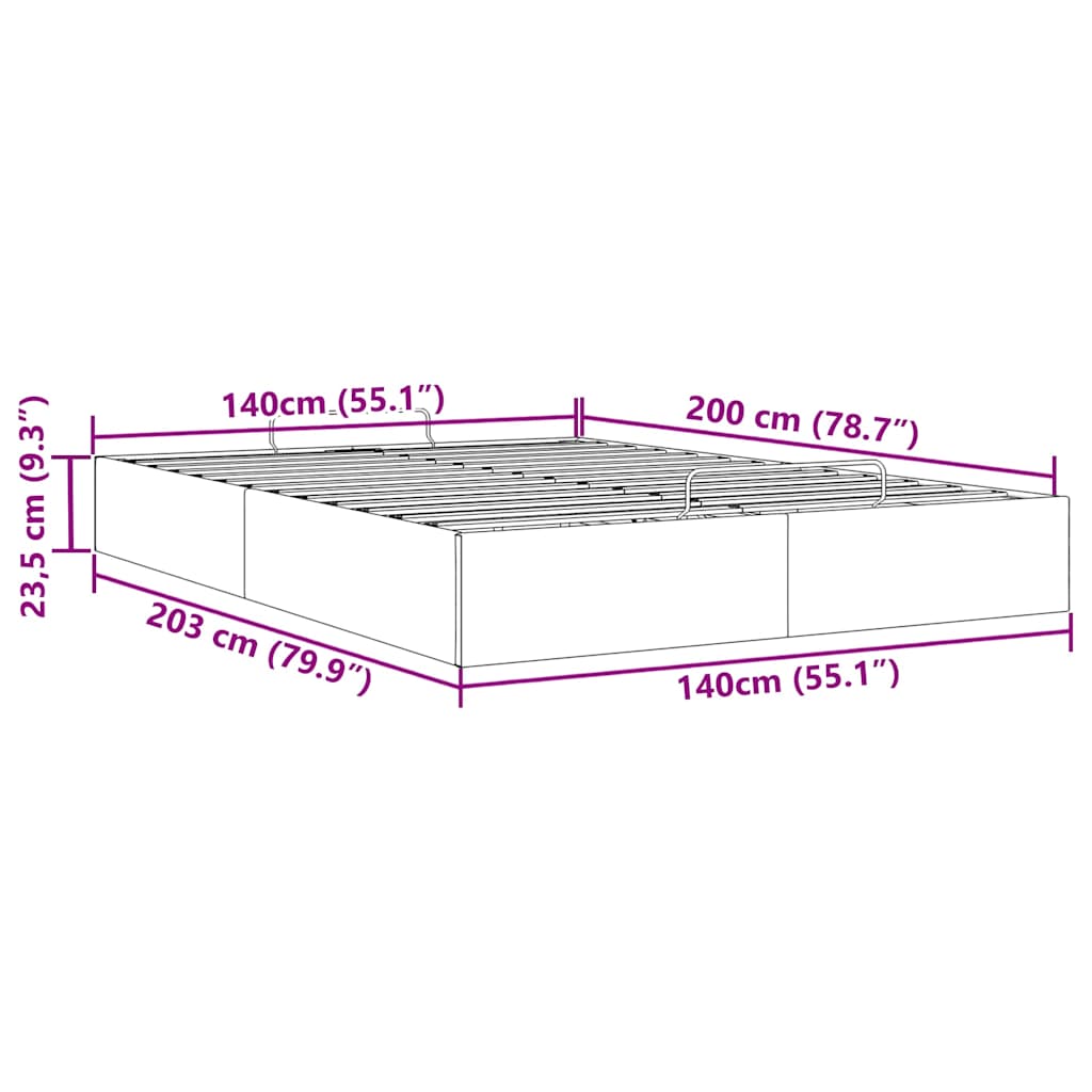 Designbett 140x200 cm mit Bettkasten - Bettrahmen - Doppelbett - Polsterbett