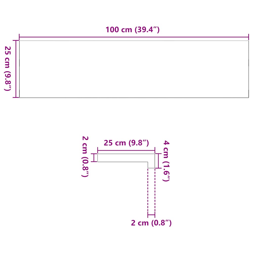 Trittstufe 100×25 cm Braun – Eichenholz
