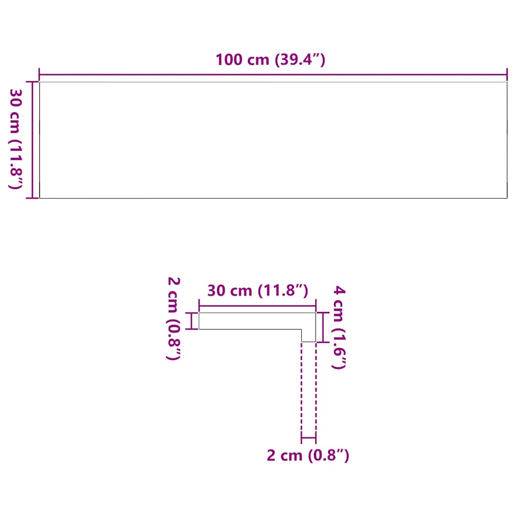 Trittstufe 100×30 cm Braun – Eichenholz