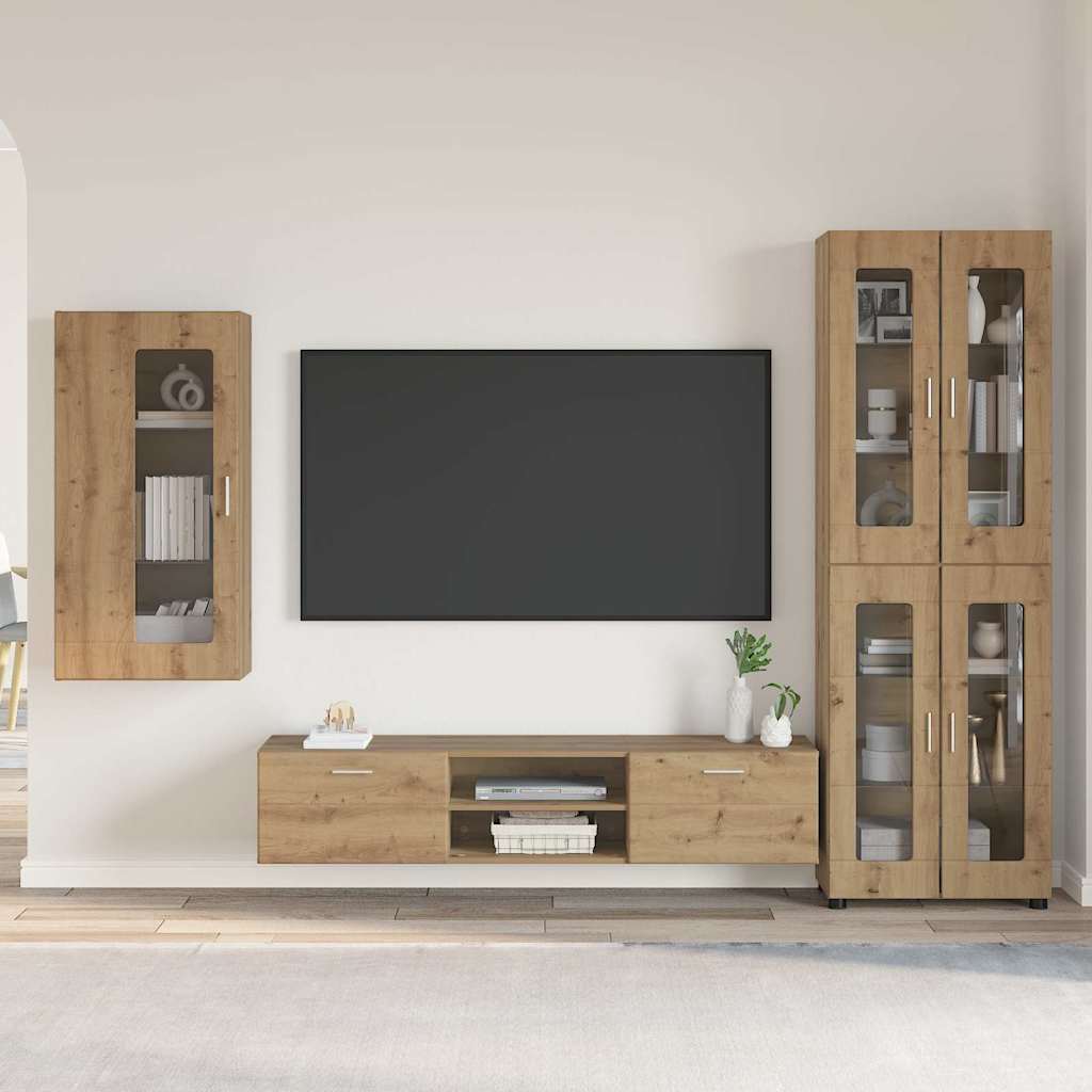 TV-Schrankset - Highboard - Wandschrank - Vitrine - Fernsehmöbel - 3er Möbelset
