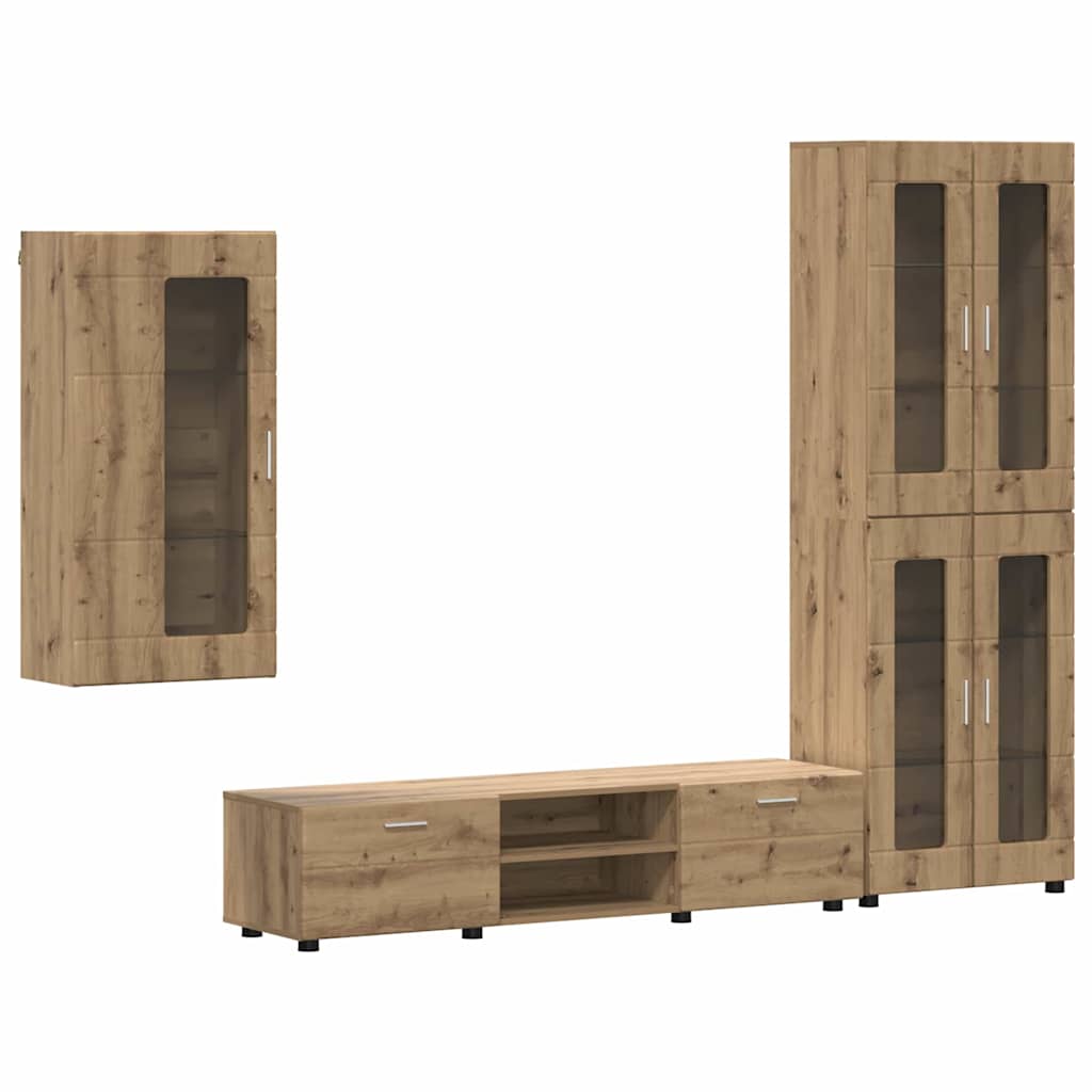 TV-Schrankset - Highboard - Wandschrank - Vitrine - Fernsehmöbel - 3er Möbelset