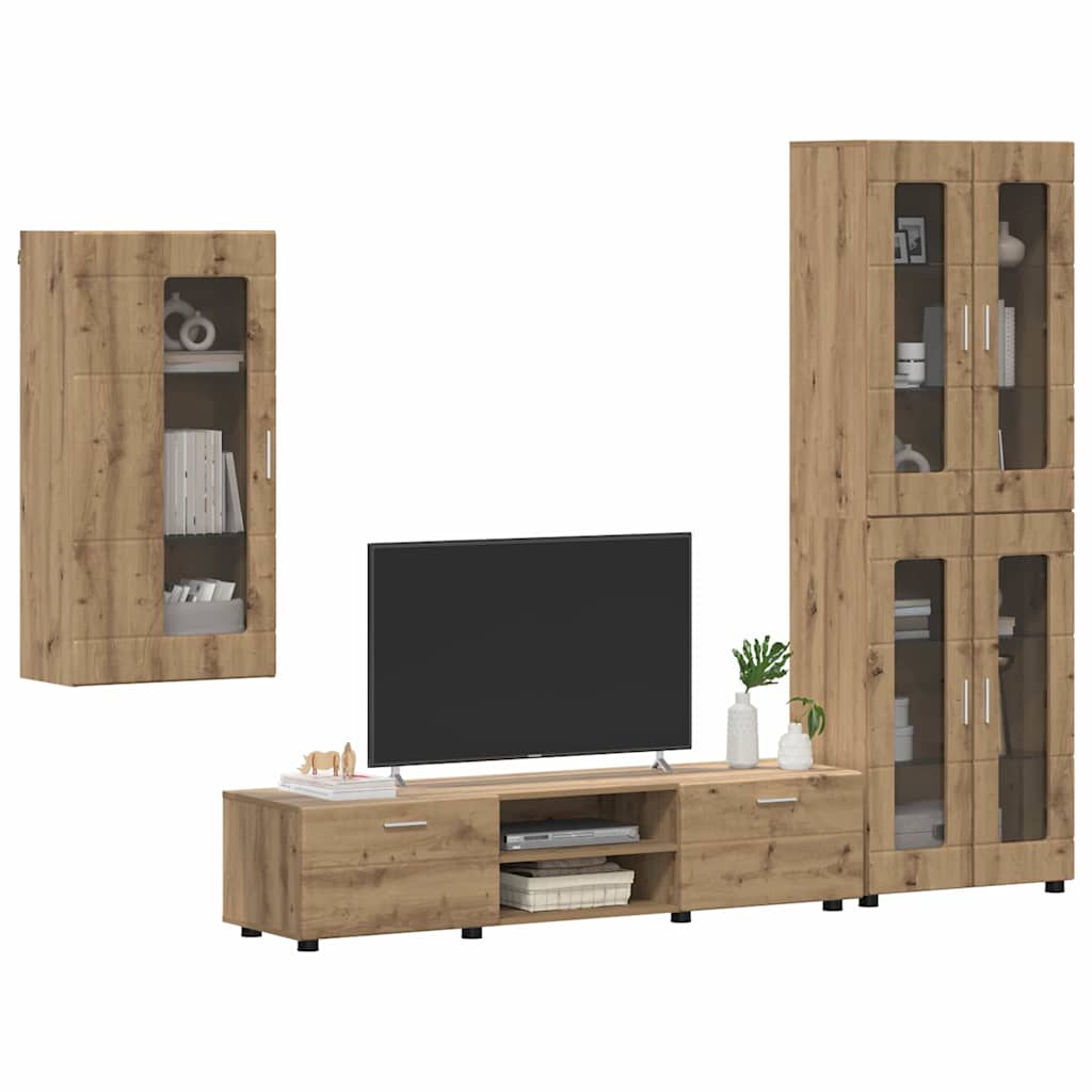 TV-Schrankset - Highboard - Wandschrank - Vitrine - Fernsehmöbel - 3er Möbelset