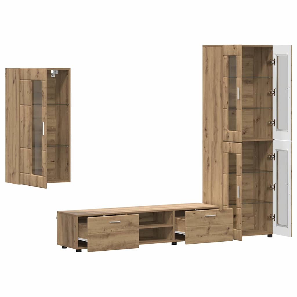 TV-Schrankset - Highboard - Wandschrank - Vitrine - Fernsehmöbel - 3er Möbelset