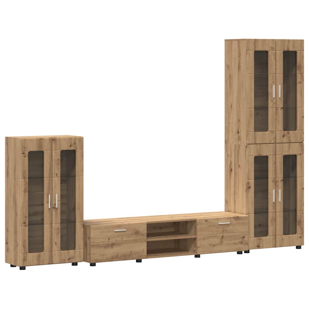 TOP Wohnwand - Vitrinenschrank - Highboard - TV-Schrankset - Lowboard - 182 cm