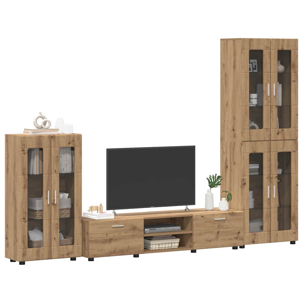 TOP Wohnwand - Vitrinenschrank - Highboard - TV-Schrankset - Lowboard - 182 cm