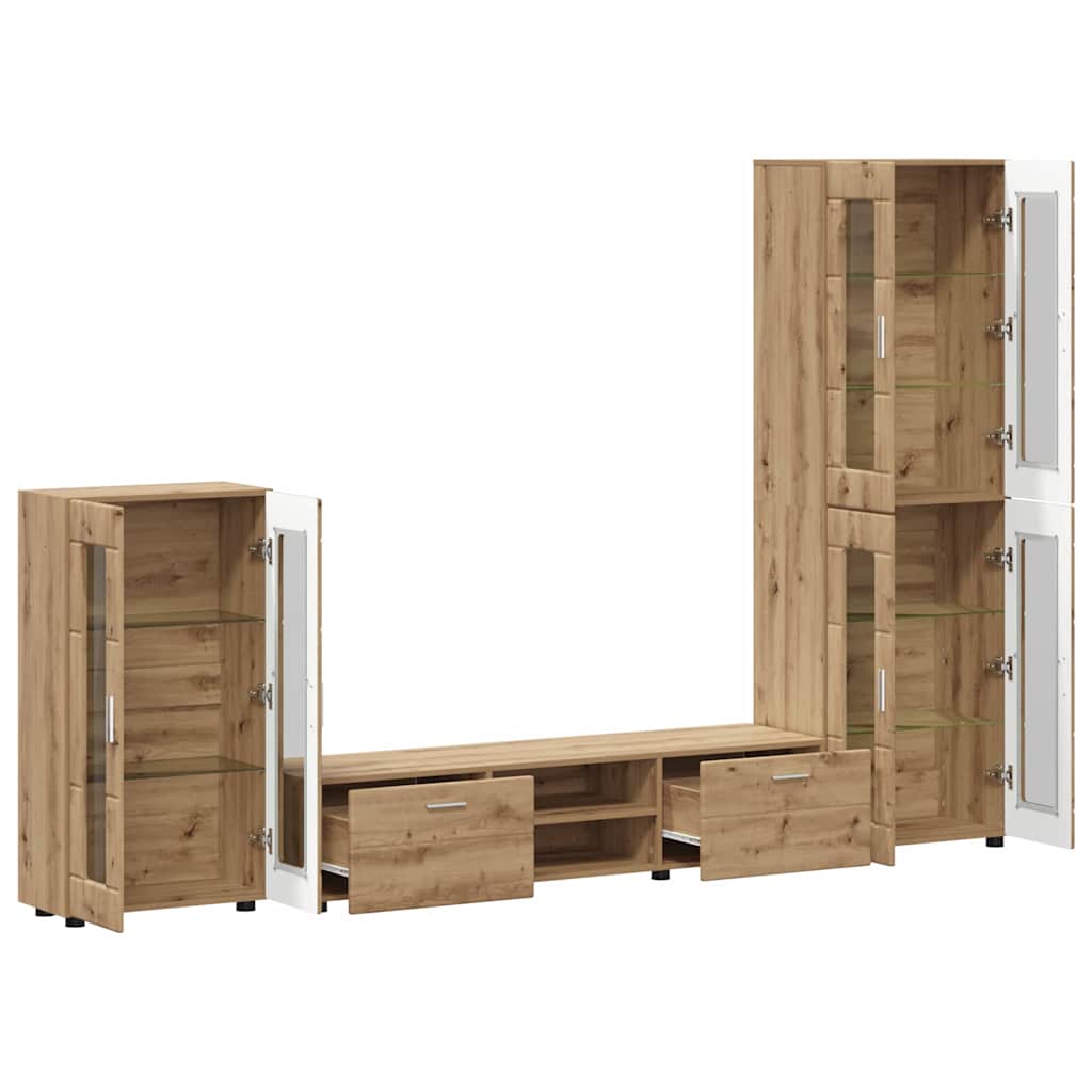 TOP Wohnwand - Vitrinenschrank - Highboard - TV-Schrankset - Lowboard - 182 cm