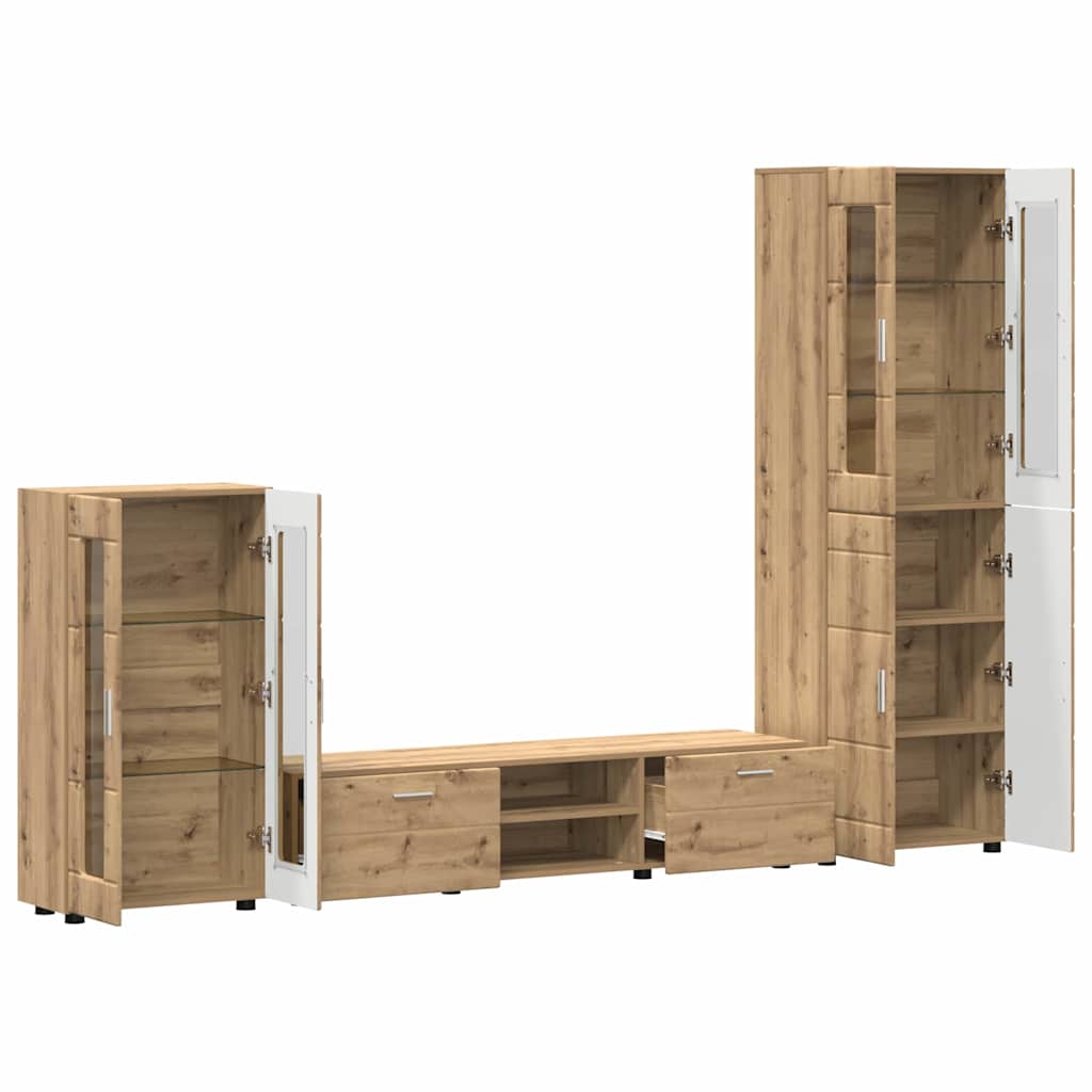 Komplettset TV-Wand - Highboard - Lowboard - Vitrinenschrank - 3-teiliges Set