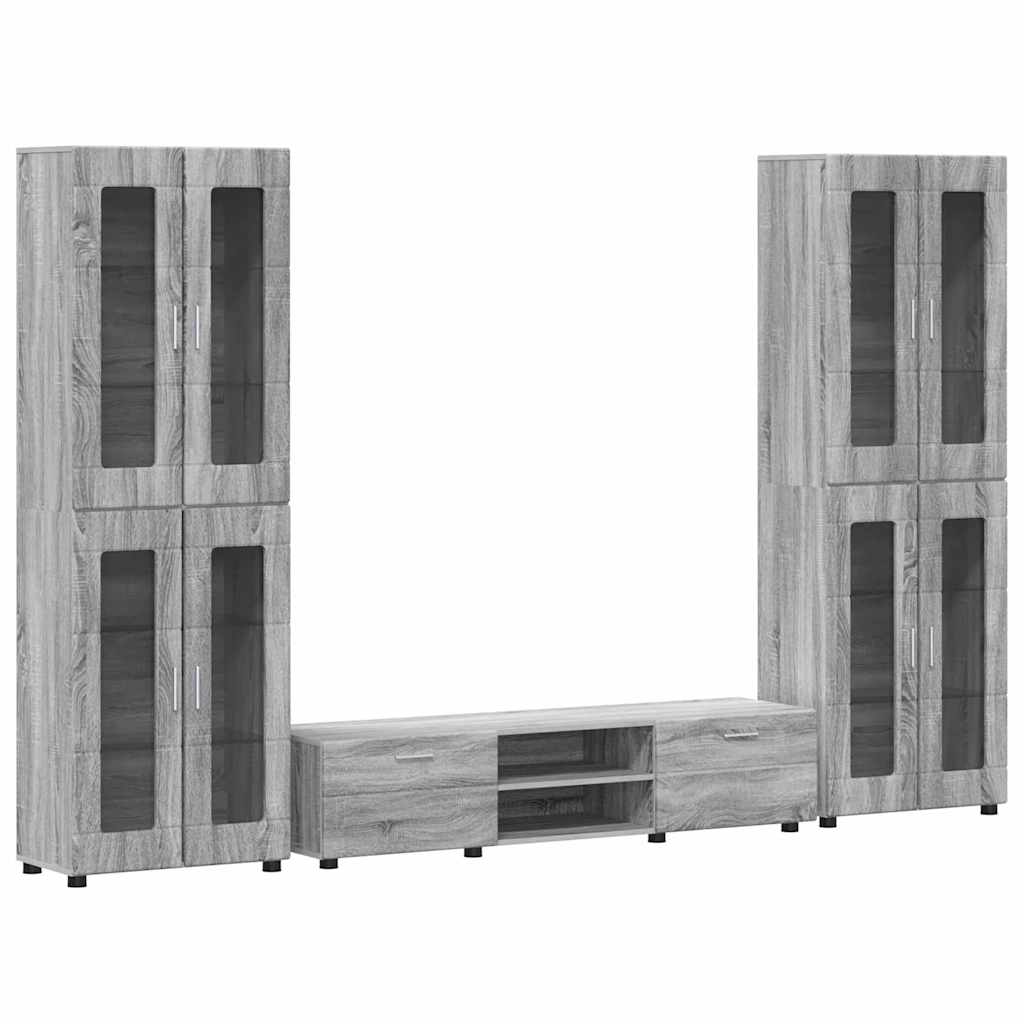 TV-Schrankset - 2 Hochränke / Highboard - Lowboard - Vitrinenschrank - 3-tlg Set