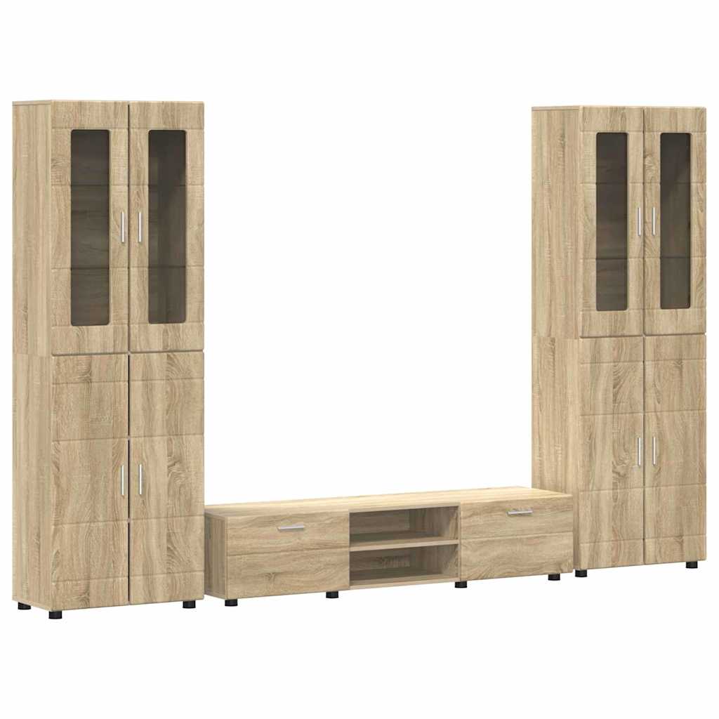 TV-Schrankset - 2 Hochränke / Highboard - Lowboard - Vitrinenschrank - 3-tlg Set