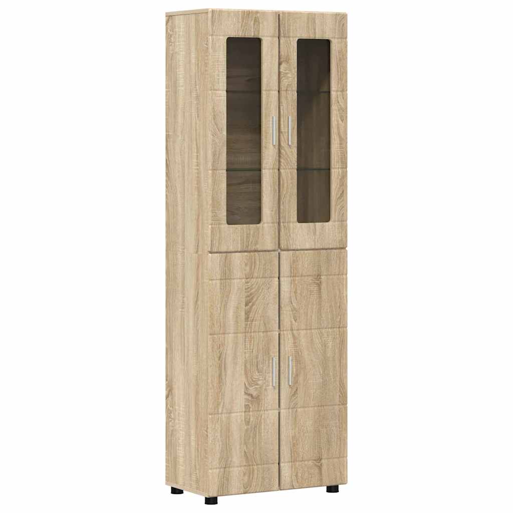 TV-Schrankset - 2 Hochränke / Highboard - Lowboard - Vitrinenschrank - 3-tlg Set