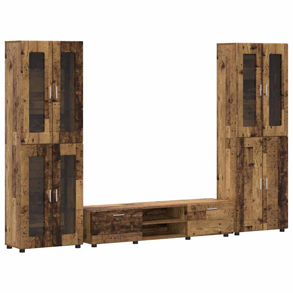 TV-Schrankset - 2 Hochränke / Highboard - Lowboard - Vitrinenschrank - 3-tlg Set