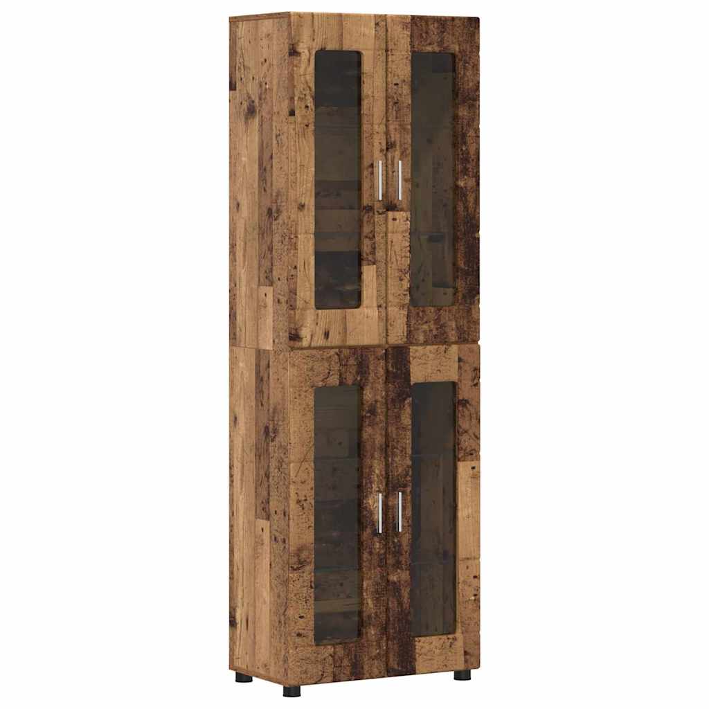TV-Schrankset - 2 Hochränke / Highboard - Lowboard - Vitrinenschrank - 3-tlg Set