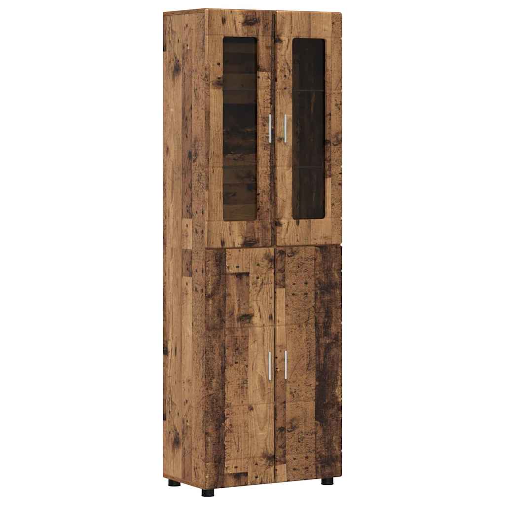 TV-Schrankset - 2 Hochränke / Highboard - Lowboard - Vitrinenschrank - 3-tlg Set