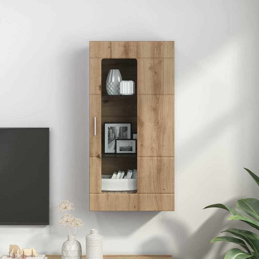 Holzschrank - Wandschrank - Vitrine - mit Glastür - Schrankmöbel - Wandmontiert