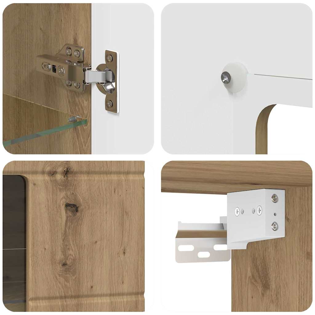 Holzschrank - Wandschrank - Vitrine - mit Glastür - Schrankmöbel - Wandmontiert