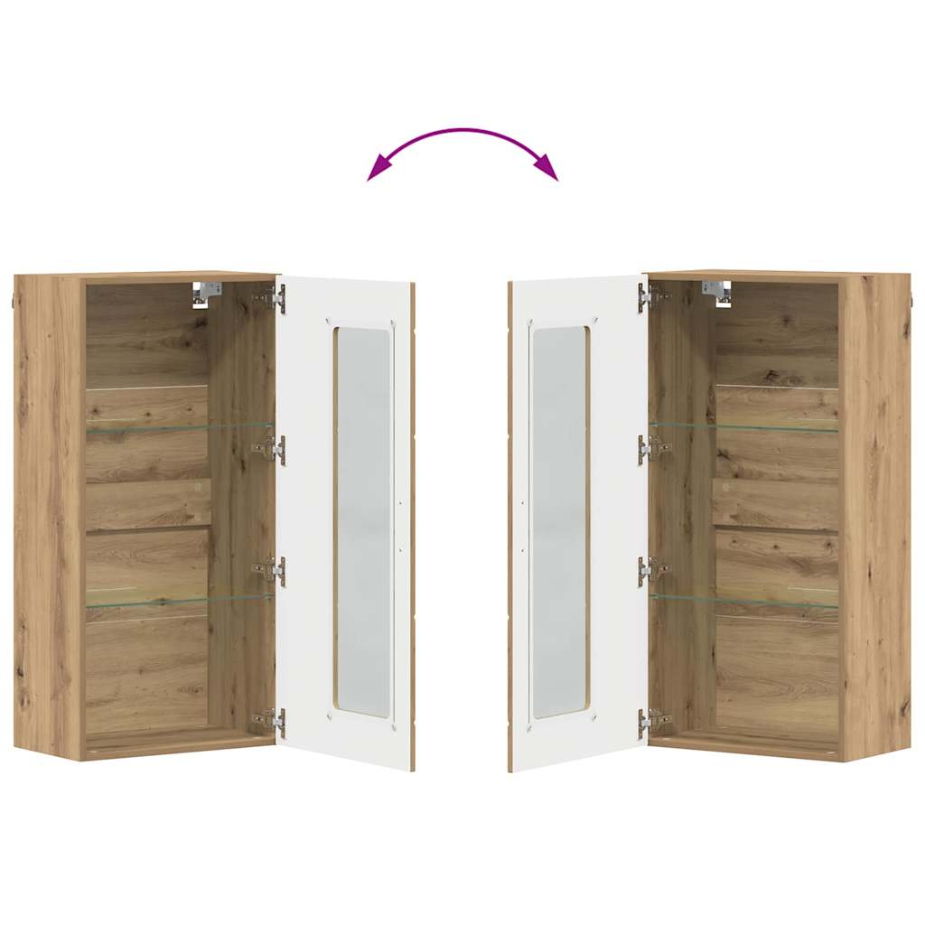 Holzschrank - Wandschrank - Vitrine - mit Glastür - Schrankmöbel - Wandmontiert