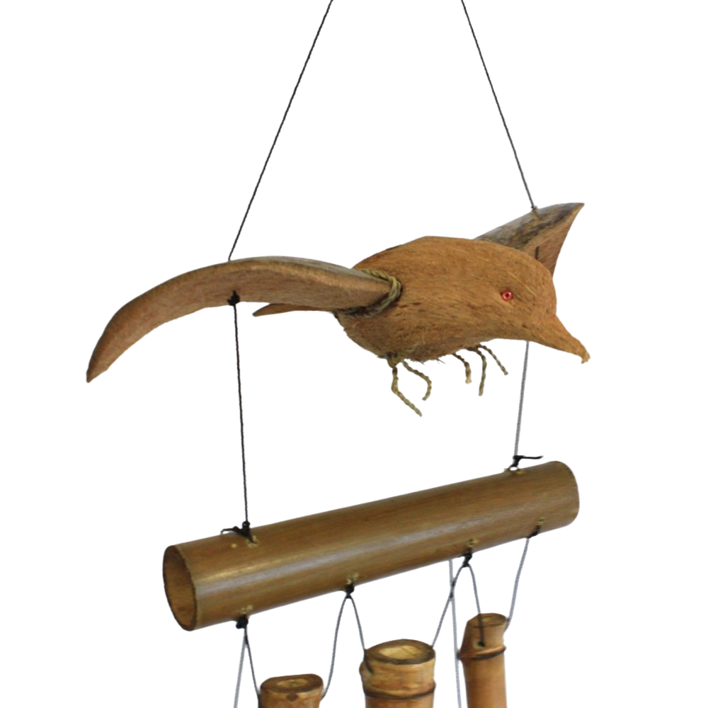 Kokosnuss Windspiel Blackbird – balinesisches Kunsthandwerk mit Bambusklang