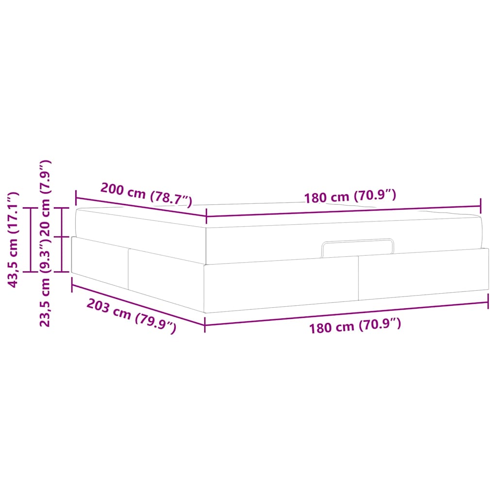 Polsterbett 180x200 cm mit Bettkasten – tolles Lift-up Stauraumbett mit Matratze