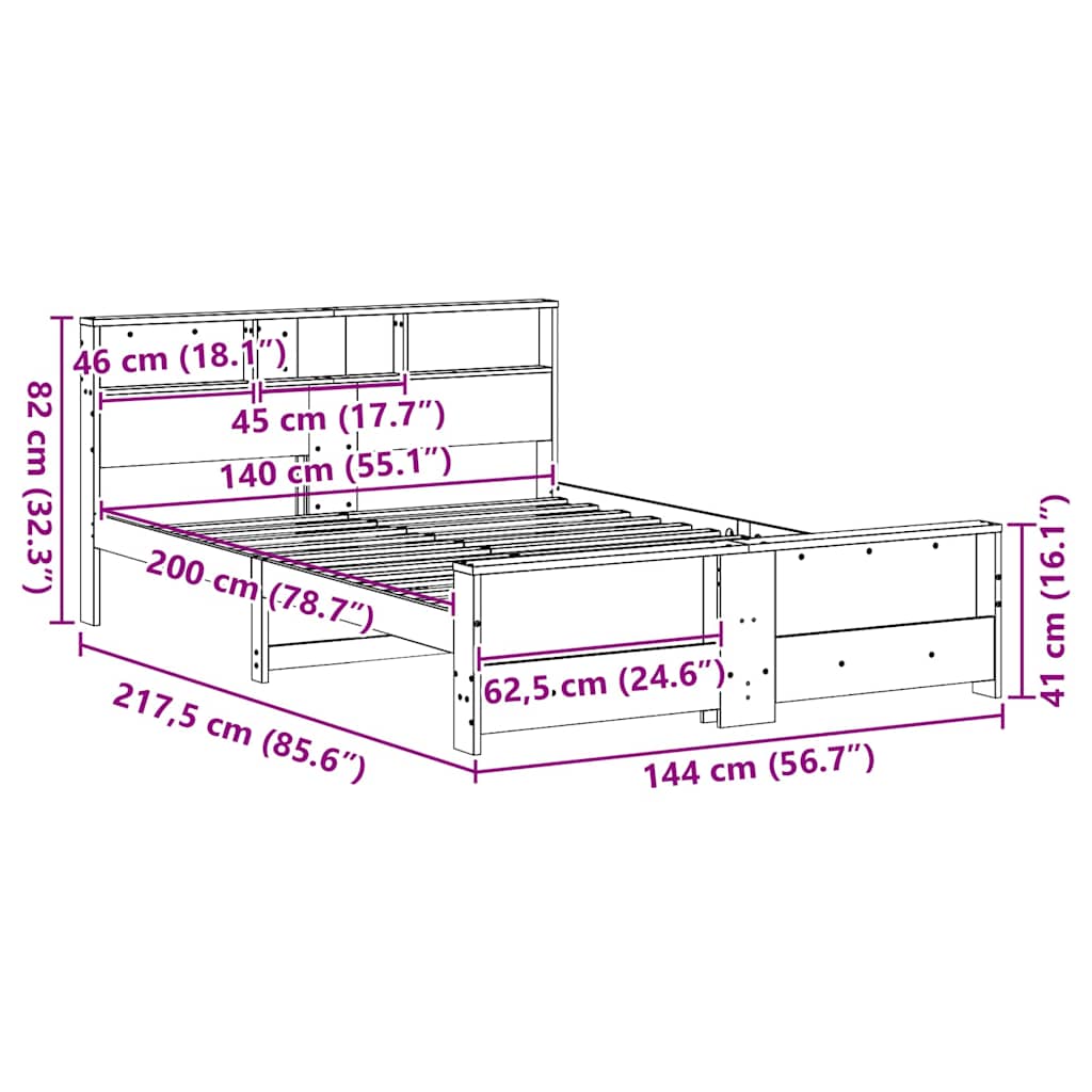 Bettgestell mit Kopfteil - Bettrahmen - Doppelbett - Holzbett - 140 x 200 cm