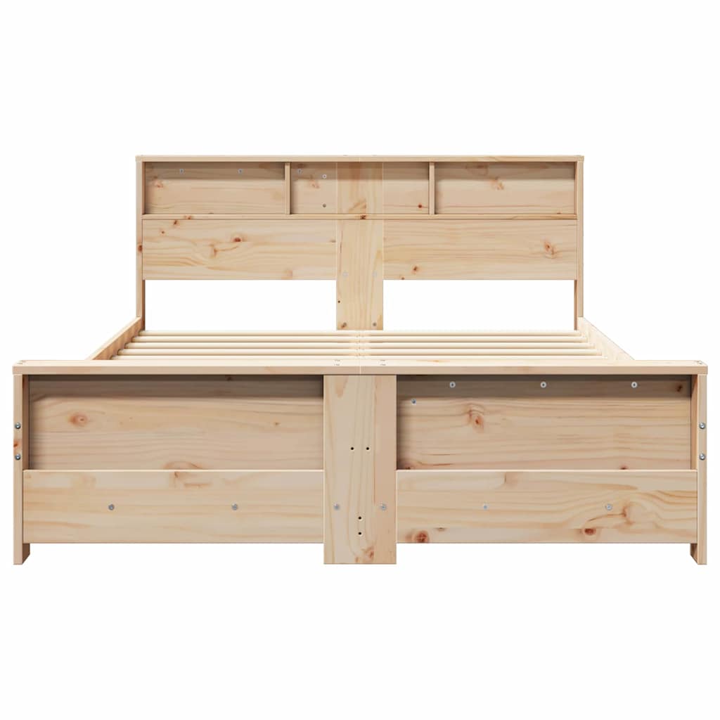Modernes Kiefernholzbett - Bettrahmen - mit Regal - Bettgestell - 160 x 200 cm