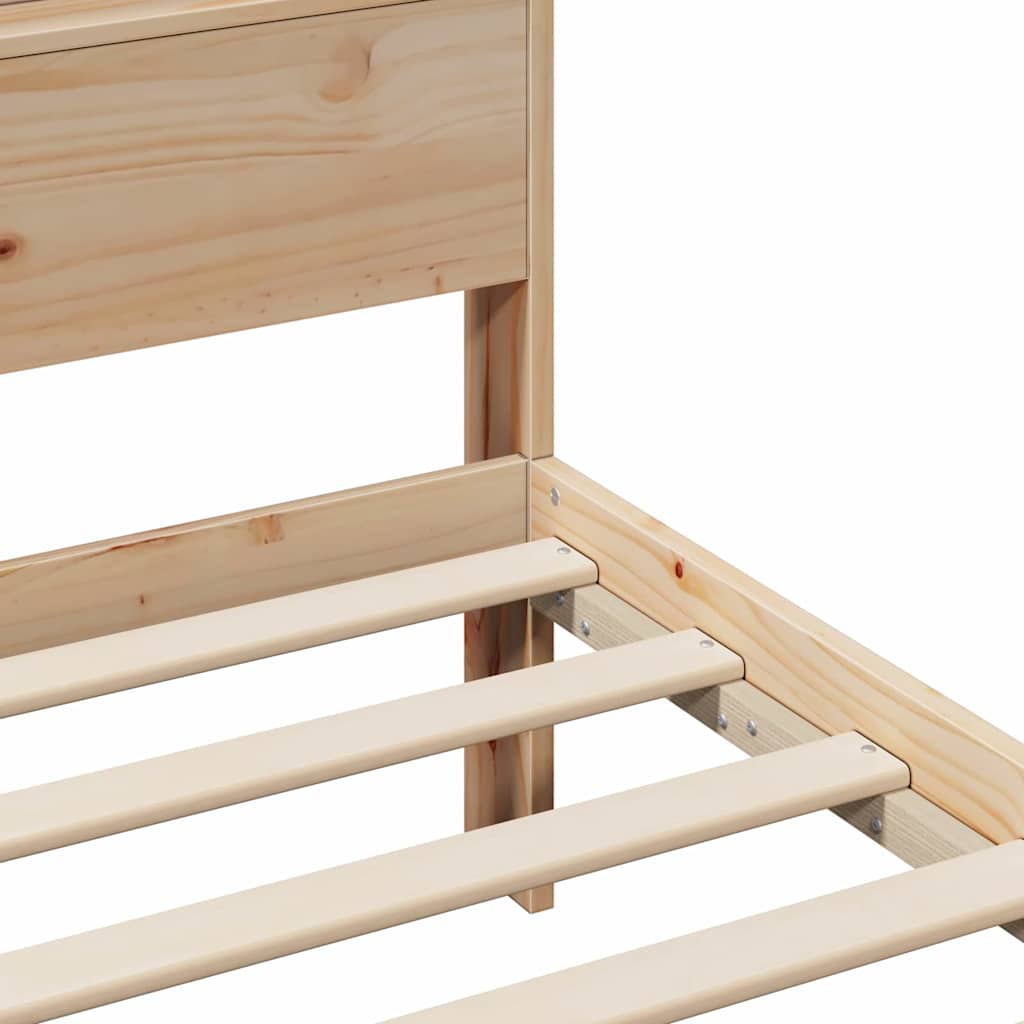 Modernes Kiefernholzbett - Bettrahmen - mit Regal - Bettgestell - 160 x 200 cm