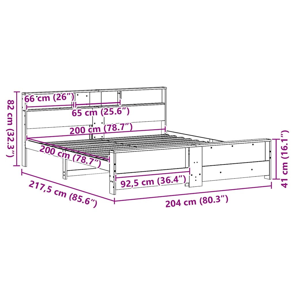 Bettgestell - Doppelbett - Holzbett - Kiefernbett - Bettrahmen - 200 x 200 cm