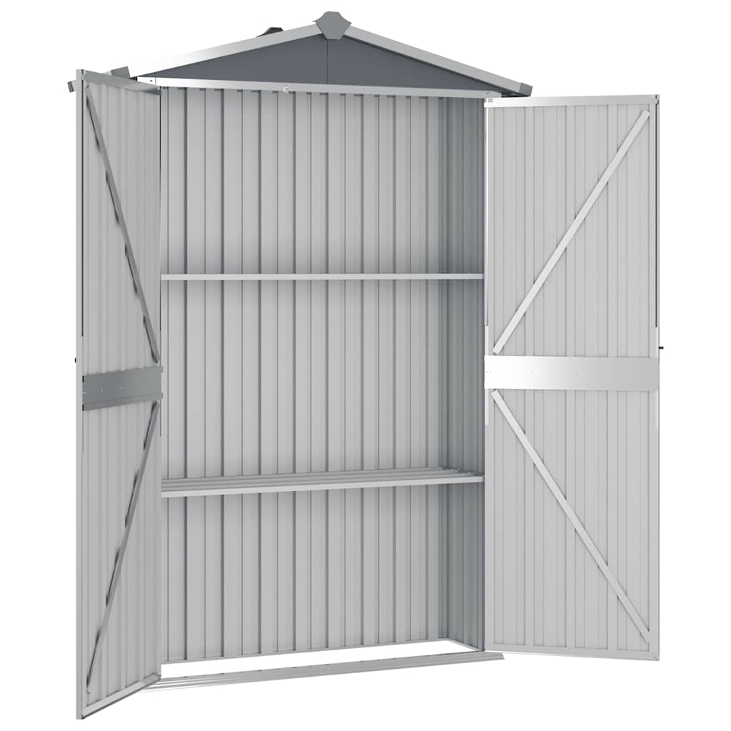 Kleiner kompakter Gartenschrank aus Stahl, zur Aufbewahrung von Gartengeräten