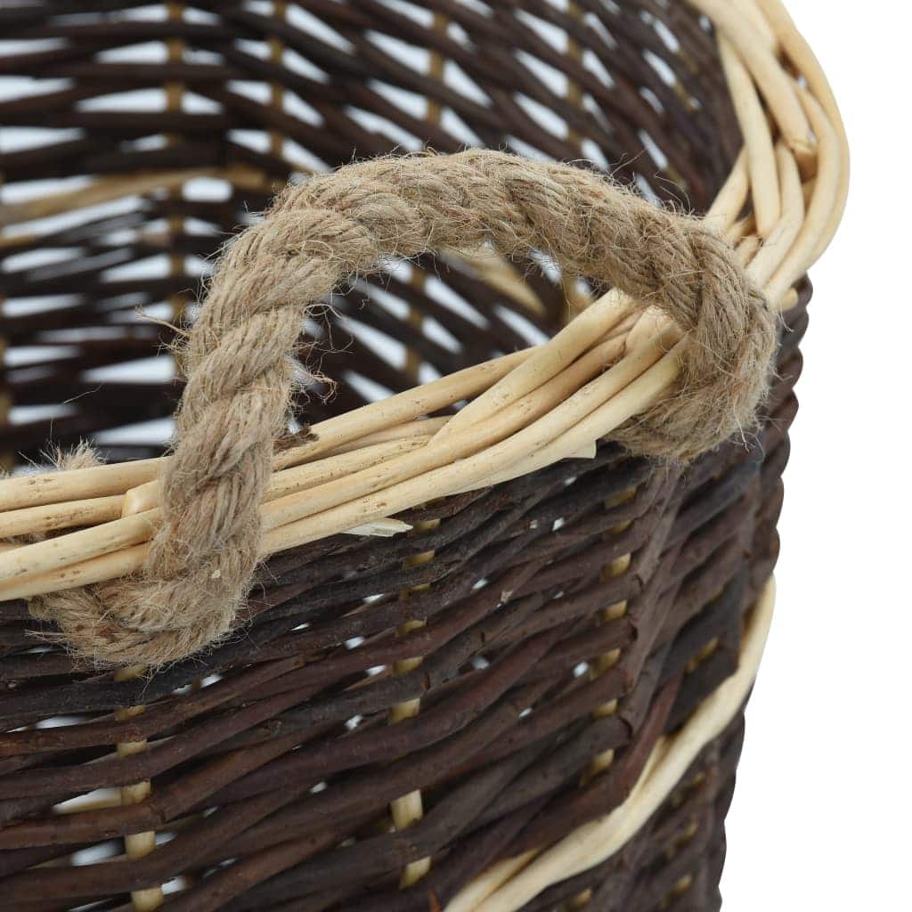 Kaminholzkorb Naturweide – Handgeflochtener Holzkorb mit Tragegurten
