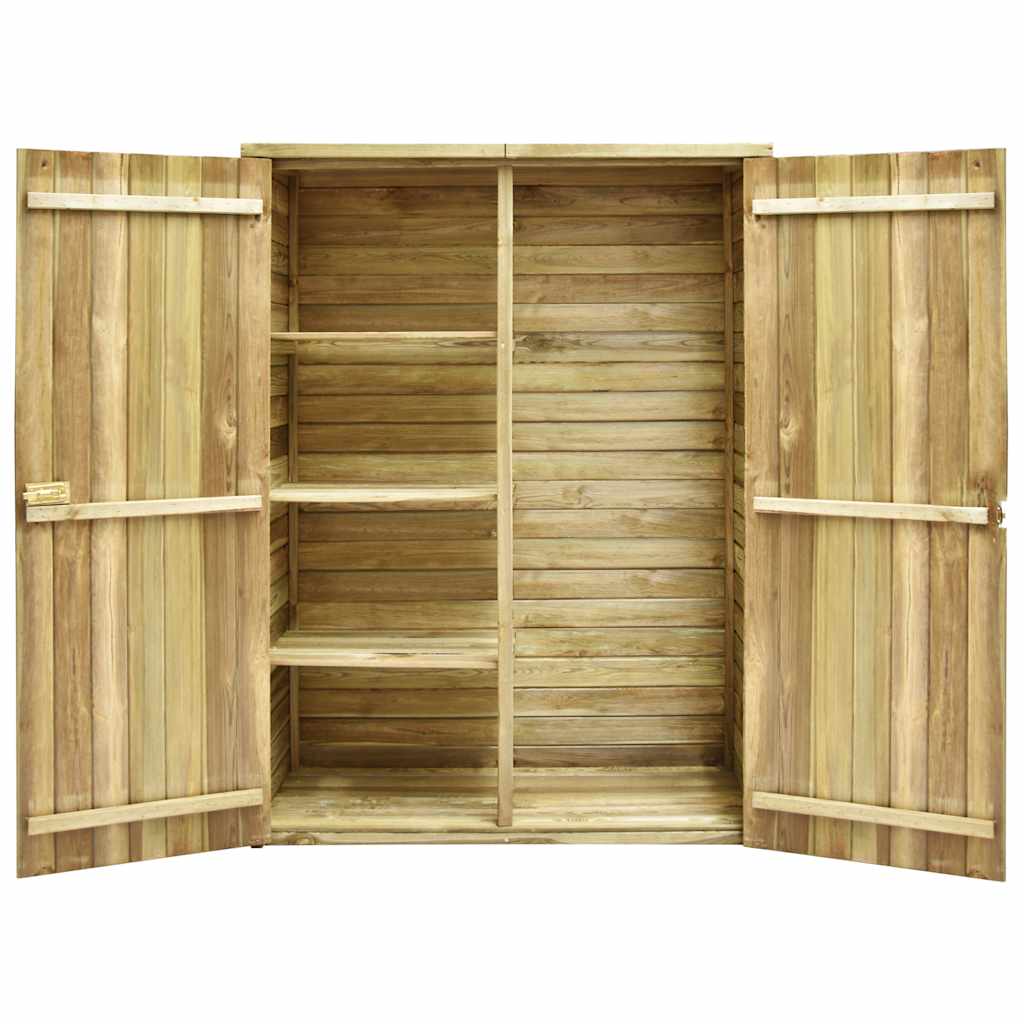 Gartenschrank aus imprägniertem Kiefernholz mit Ablagen, Seitenfach & Doppeltür