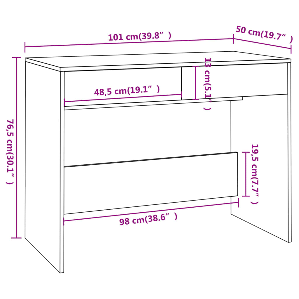 Schminktisch mit Schubladen - Kl. Schreibtisch - Computertisch - 101x50x76,5 cm