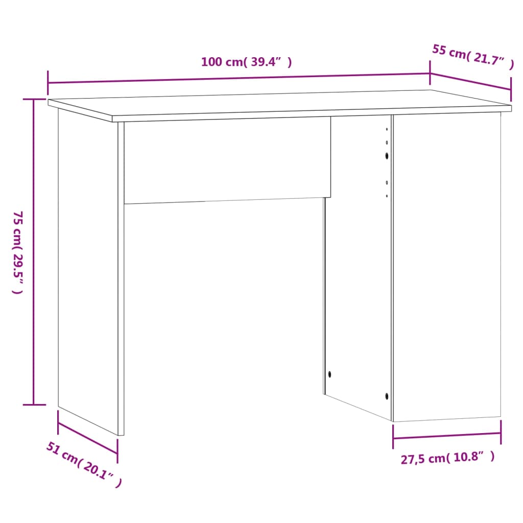 Schreibtisch - Computertisch - Workstation - Homeoffice Desk - 100 x 55 x 75 cm