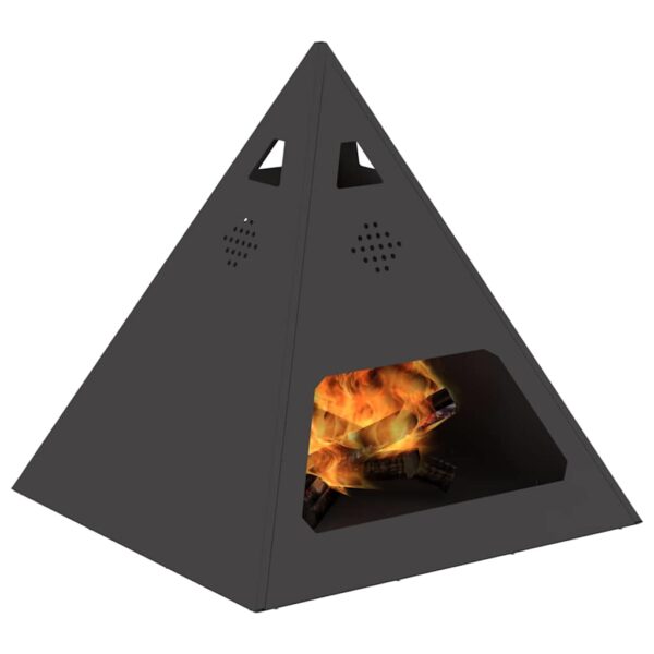 Design Feuerkorb in Pyramiden-Form - dekorative Feuerstelle für die Terrasse